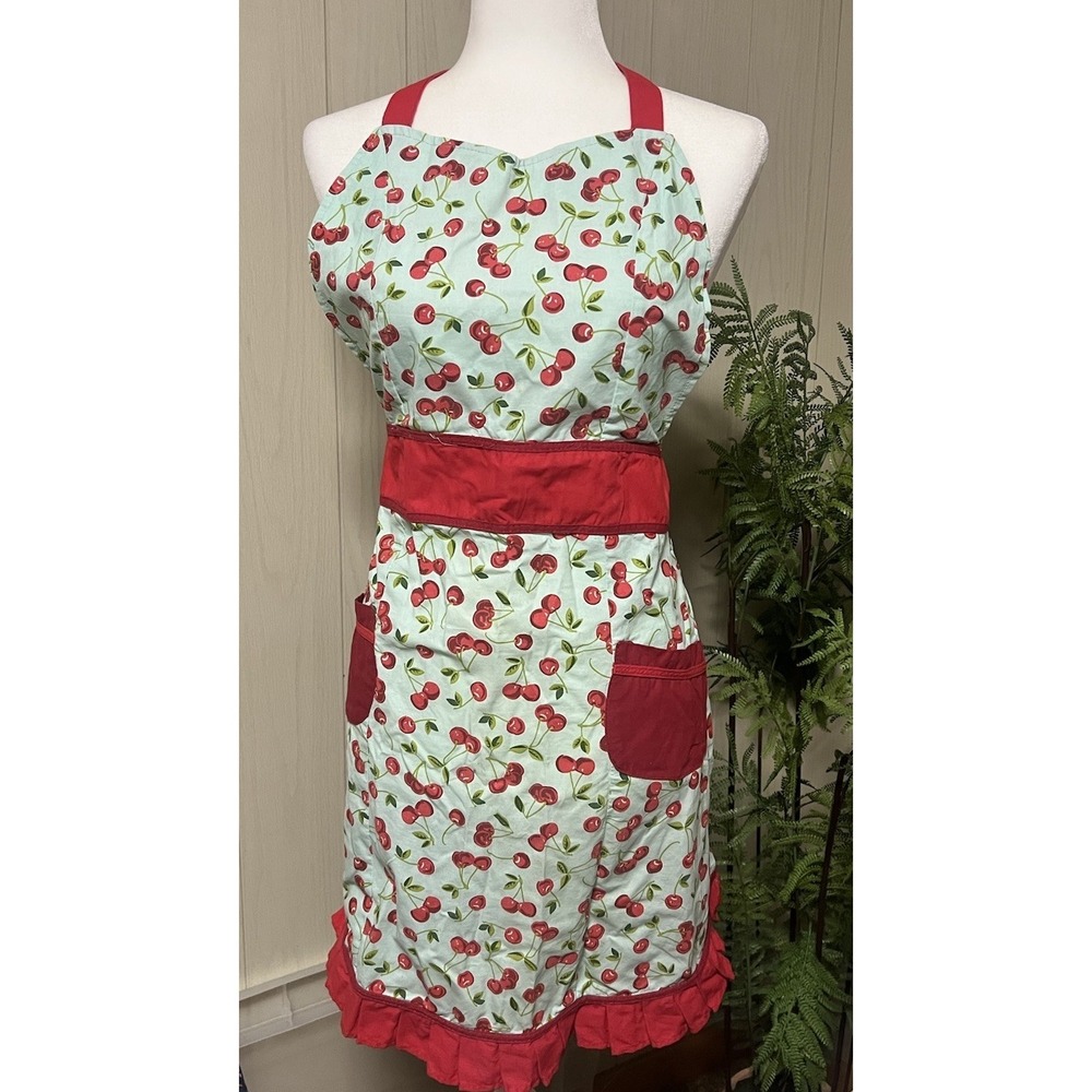 HANDMADE CHERRIES CRISS CROSS APRON SIZE MEDIUM